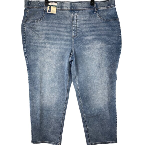 Terra & Sky Plus Size 4X (28W-30W) pull on Straight Leg Jeans High Rise Medium a - Picture 1 of 5